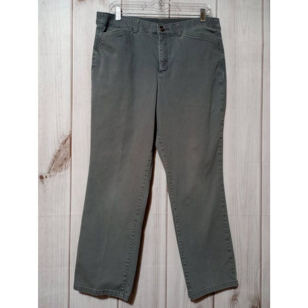 Christopher and Banks Pants Ladies 14 Short Gray Khakis Straight Leg Comfort Wai